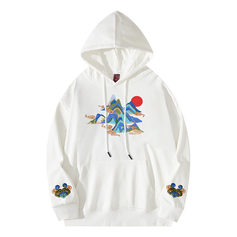 Fashion Personality Embroidery Hooded Sweater Male