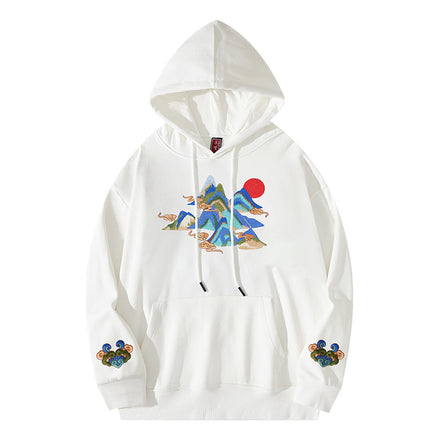 Fashion Personality Embroidery Hooded Sweater Male