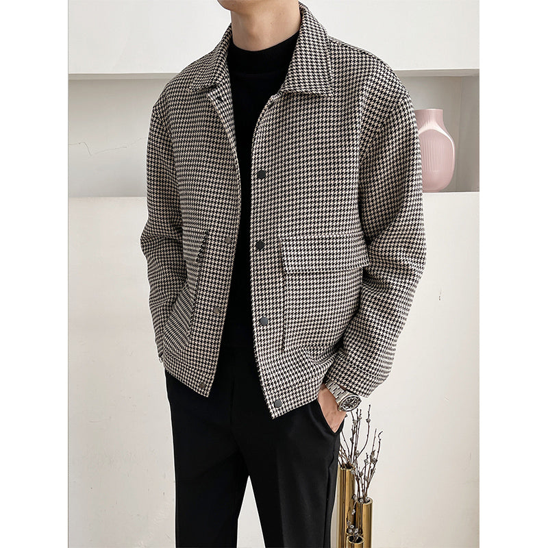 Men's Silhouette Lapel Woolen Casual Loose Jacket