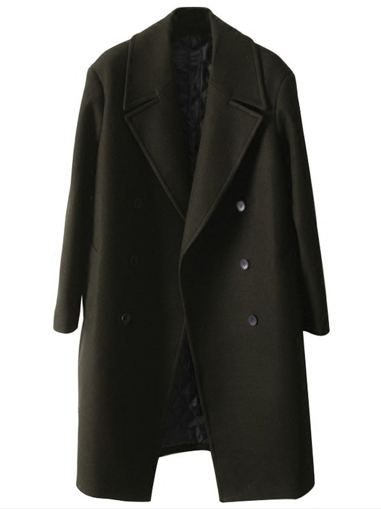 Woolen Men's Mid-length Student Trench Coat