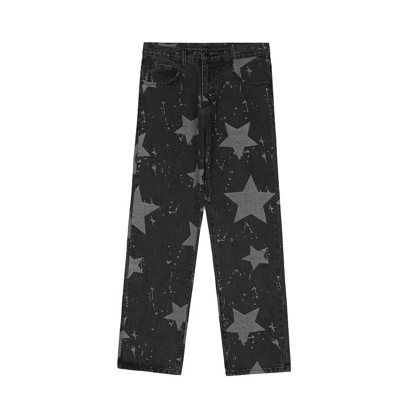 Trendy Simple Star Print Loose Casual Jeans