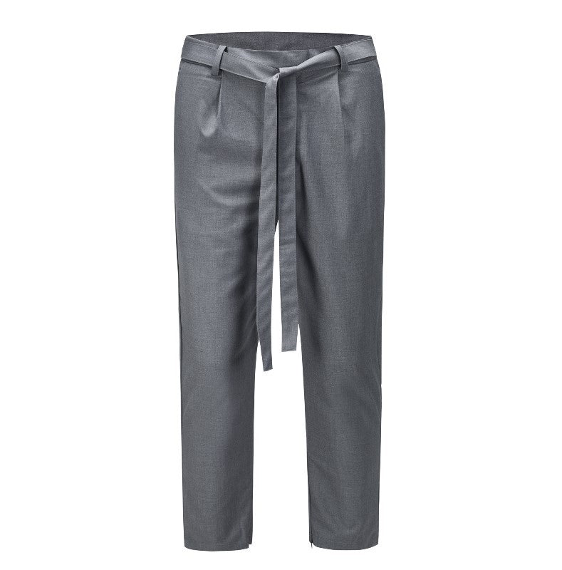 Loose Straight Tube Side Zipper Ribbon Pants For Men