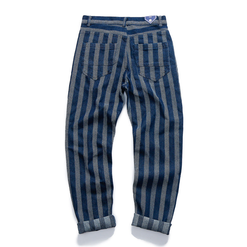 Men's Casual Vintage Jacquard Striped Jeans