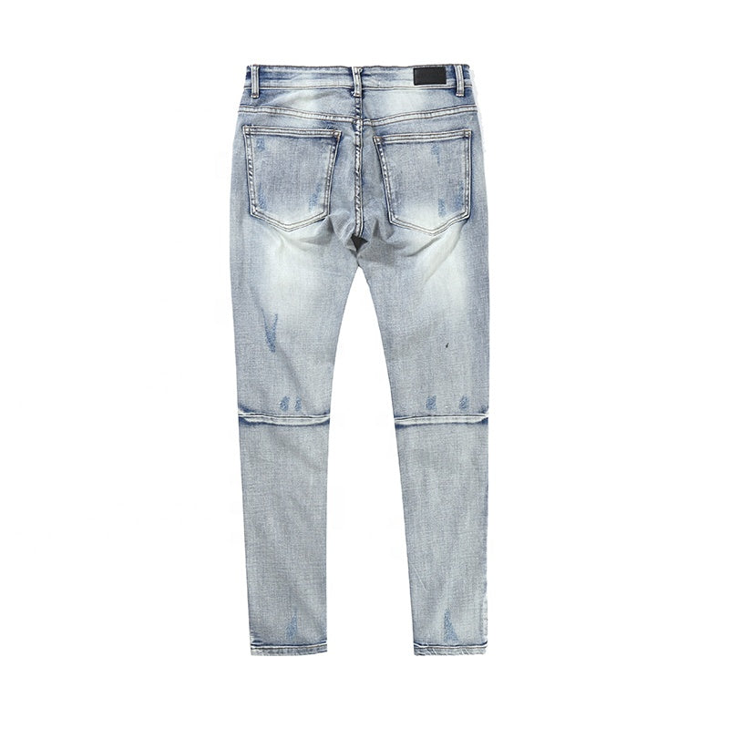 Shredded denim pants