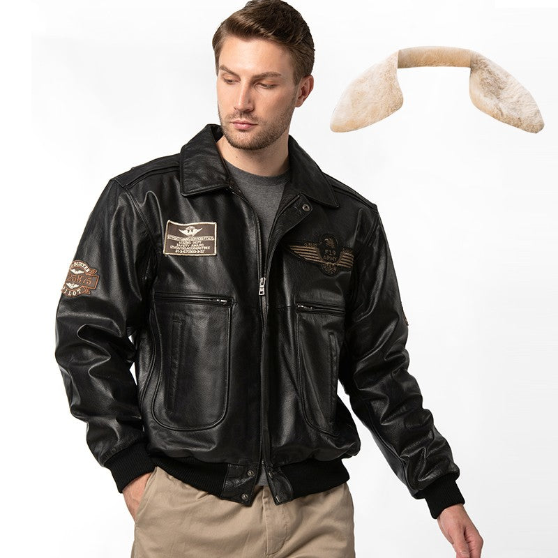 Men's Fur Collar With Cotton Leather Jacket