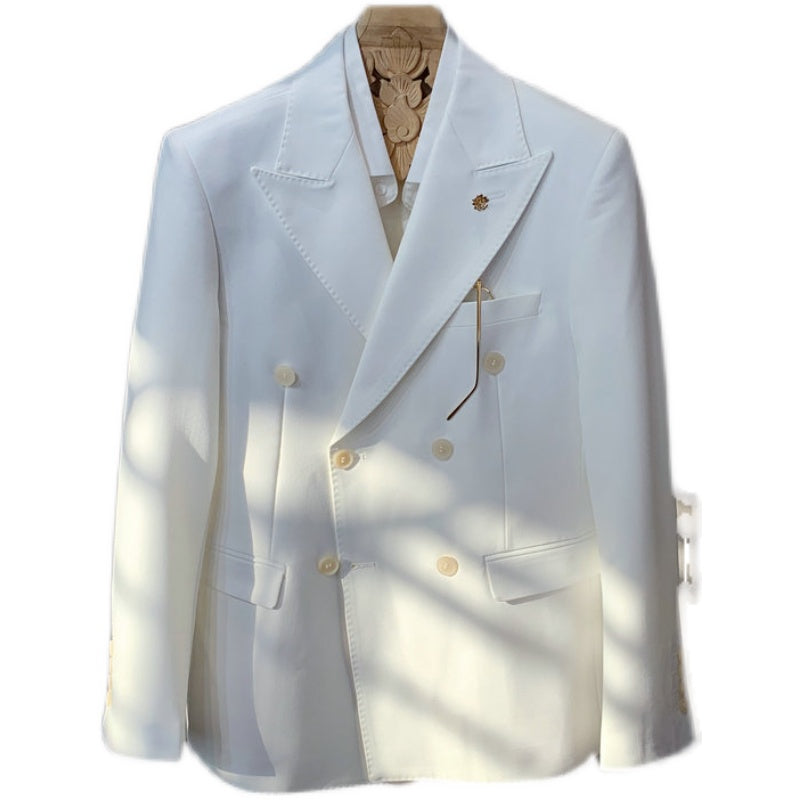 British Style White Double-breasted Blazer