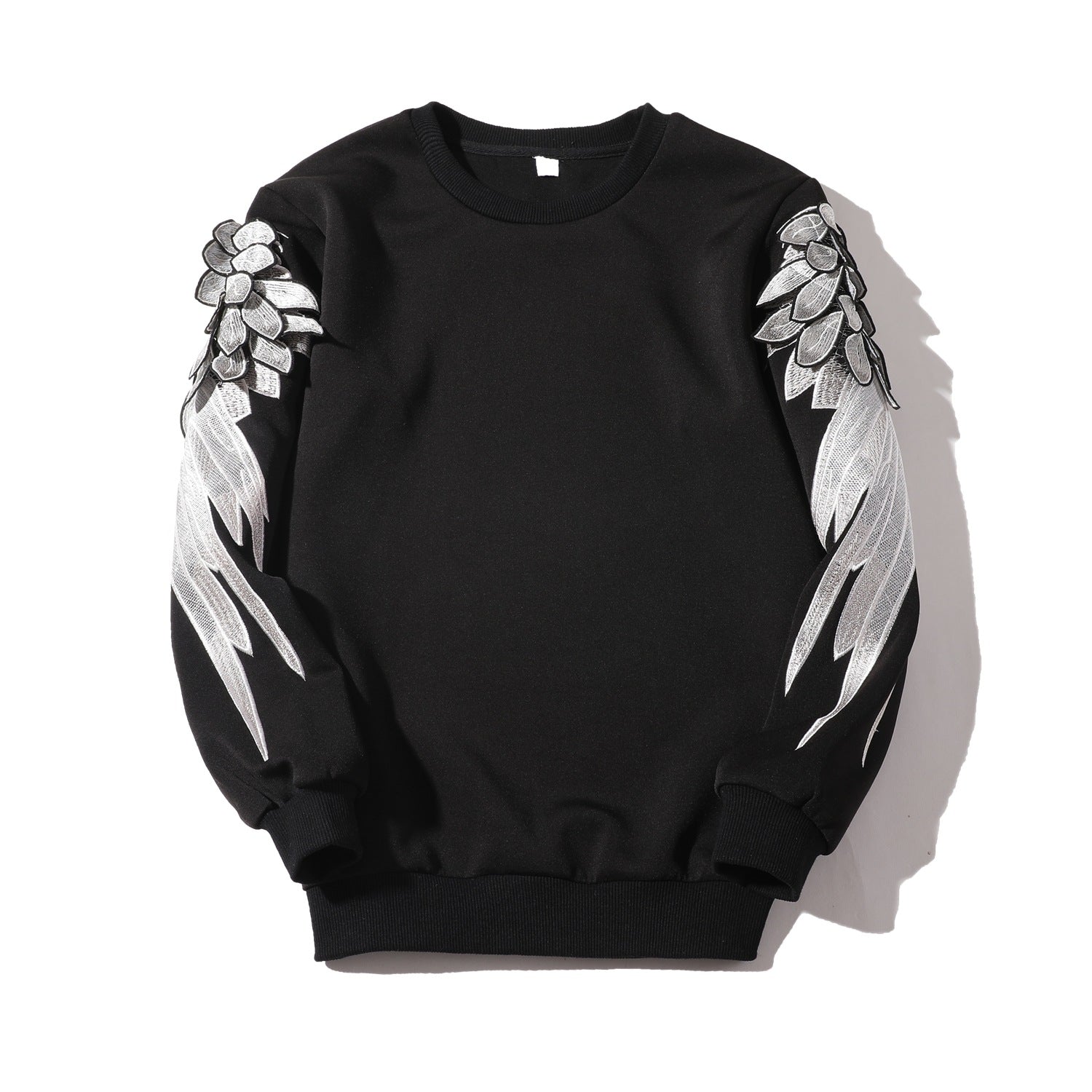 Round Neck Long-sleeved Three-dimensional Feather Sweater With Arm Wings