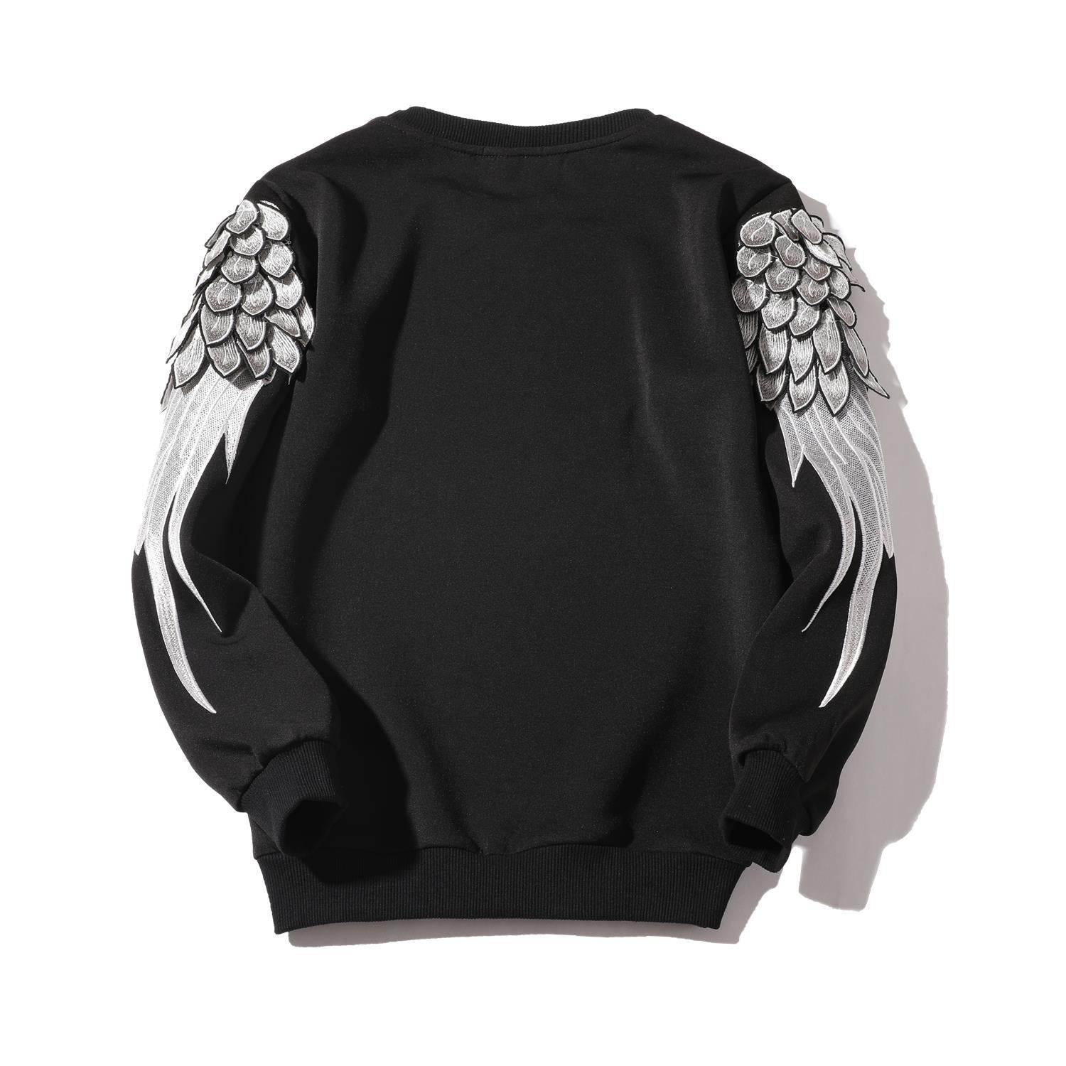 Round Neck Long-sleeved Three-dimensional Feather Sweater With Arm Wings