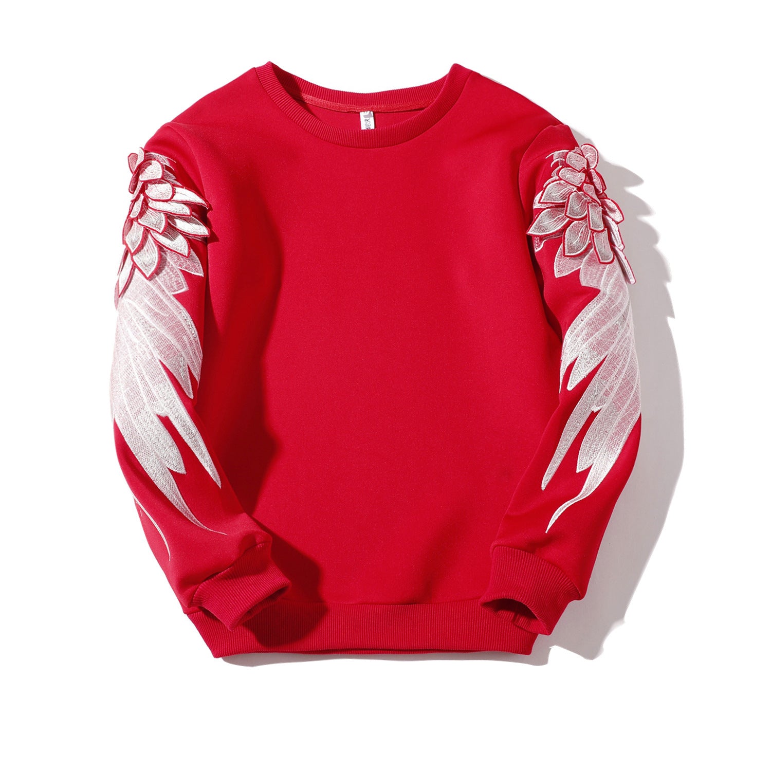 Round Neck Long-sleeved Three-dimensional Feather Sweater With Arm Wings