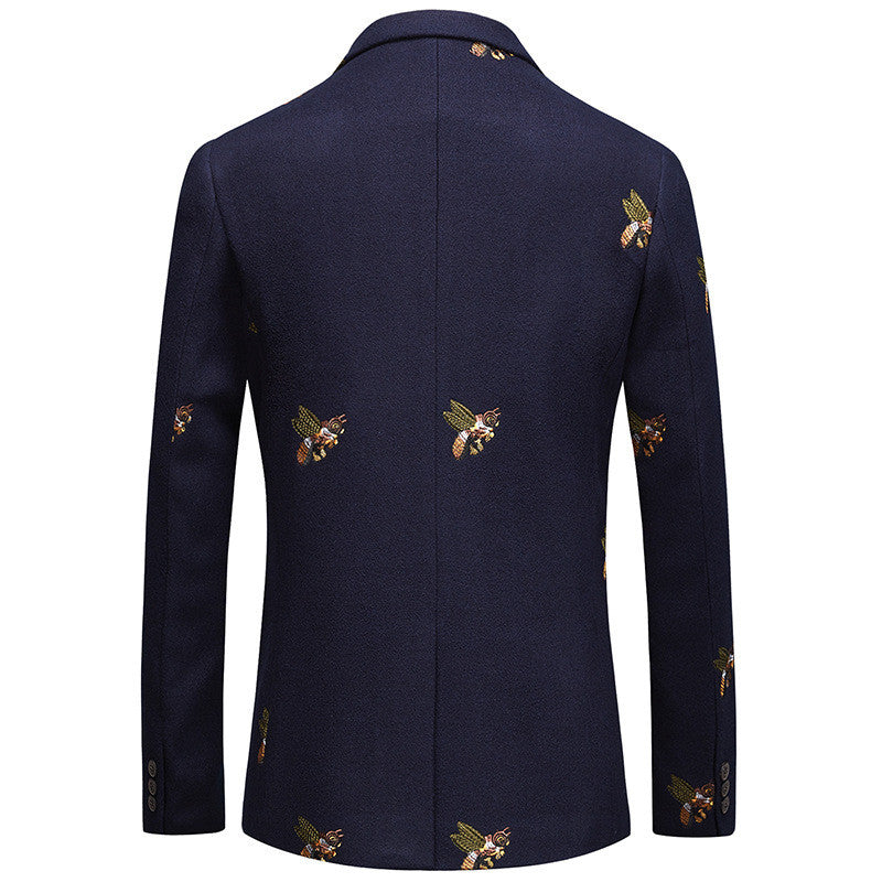 Men's Business Casual Woolen Cloth Embroidery Plus Size Suit Banquet Dress