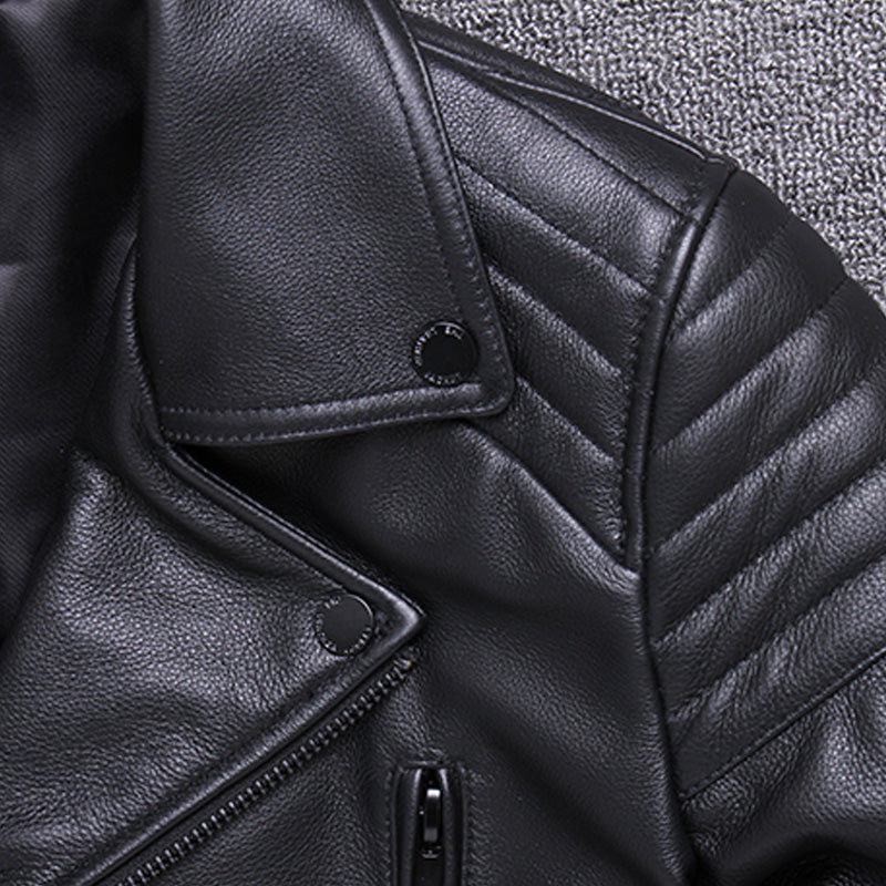 Fashion Men's Leather Diagonal Zipper Jacket