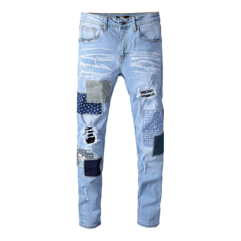 Fashion Patch Ripped Stretch Skinny Jeans