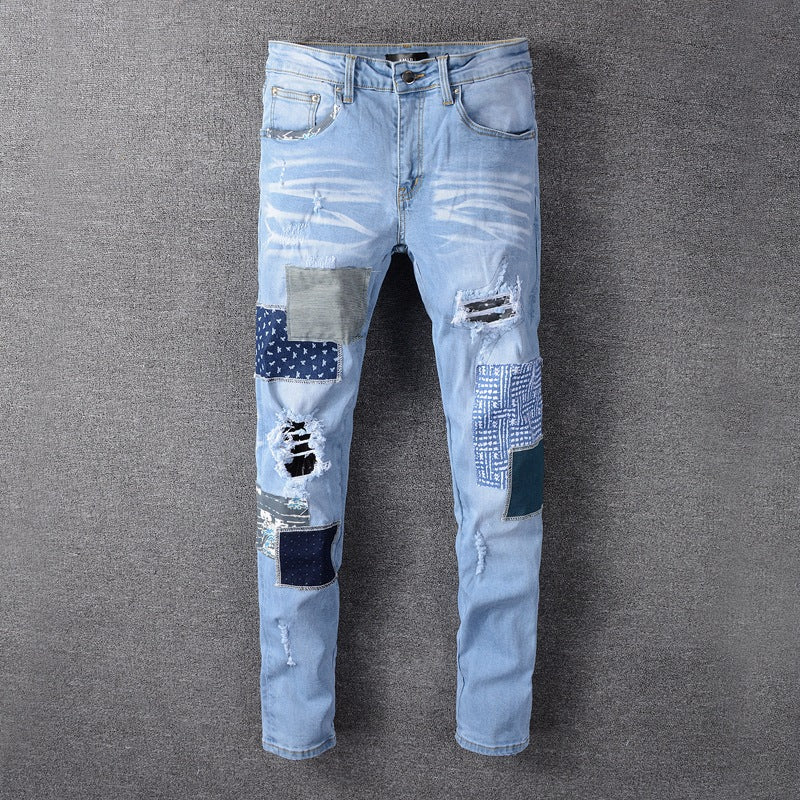 Fashion Patch Ripped Stretch Skinny Jeans