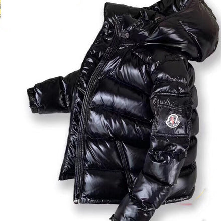 Down Jacket Thickened Short Shiny Hooded Warmth Super Thick White Duck Down Cold-proof Down Jacket