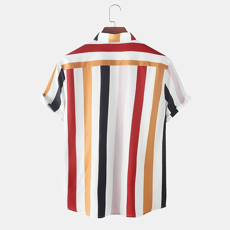 Striped Short Sleeve Pattern Men's Shirt