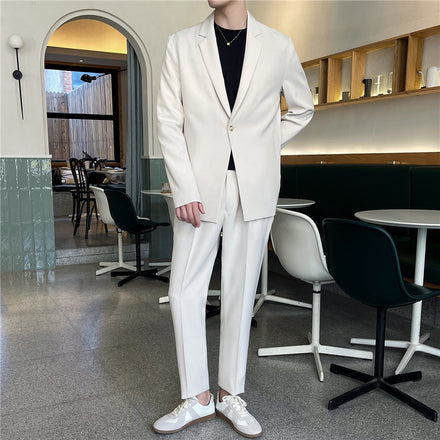 White Rascal Casual Suit Men\'S Trend Loose Light Mature Suit Men\'S Net Infrared Set Summer Thin