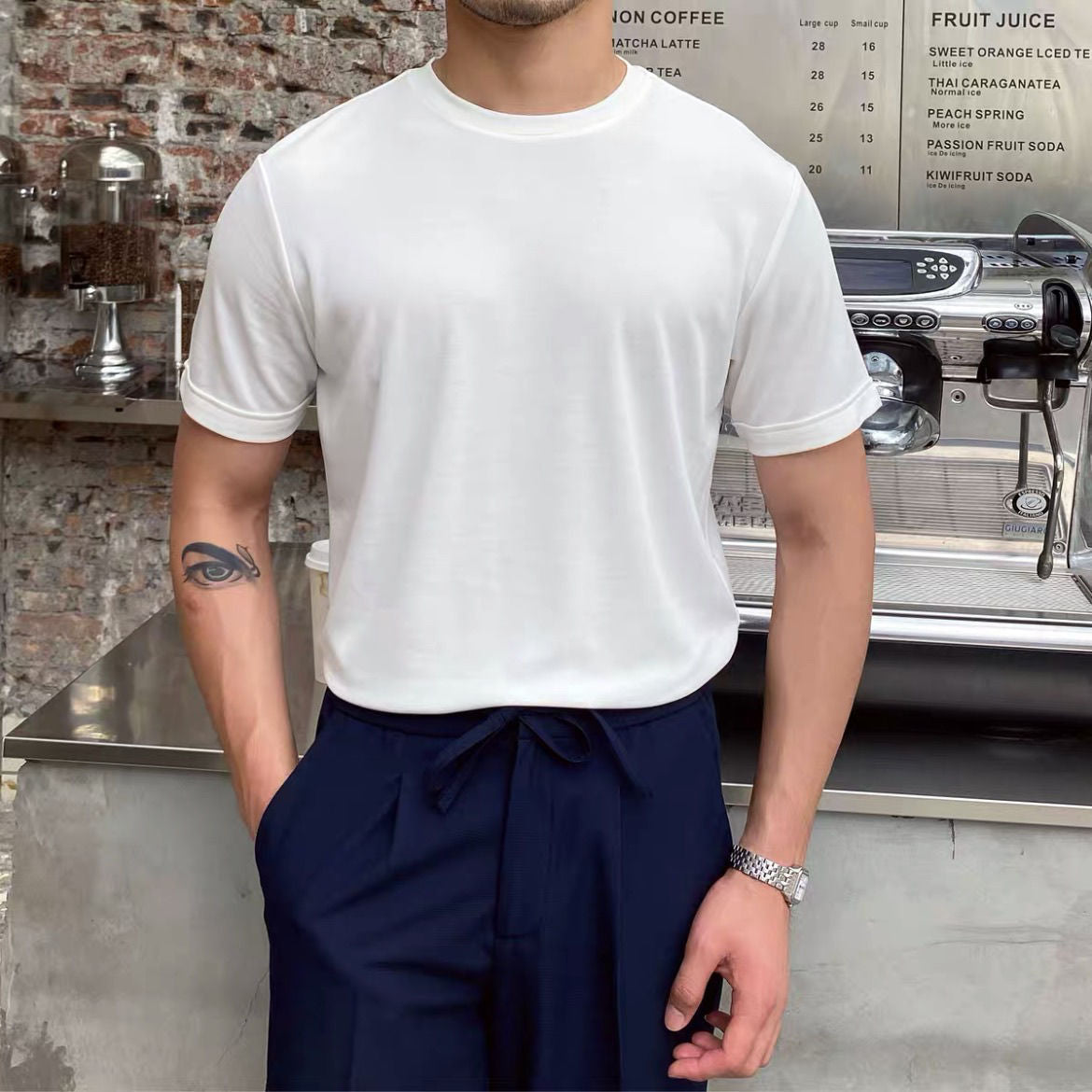 Short-sleeved Thin Korean Base Shirt