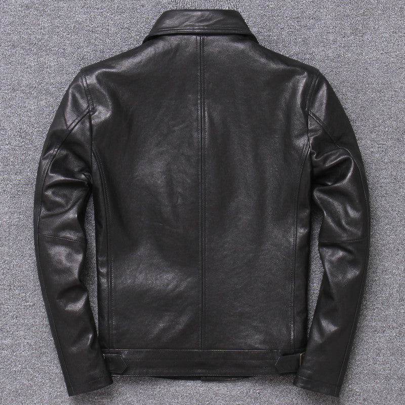 Lightweight Leather Leather Sheepskin Motorcycle Jacket Single Coat