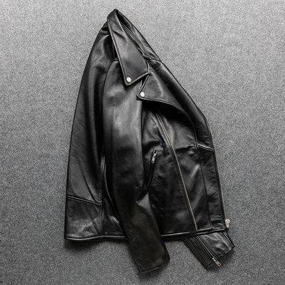 Top Layer Leather Motorcycle Suit Pure Leather Riding Suit Lapel Slim