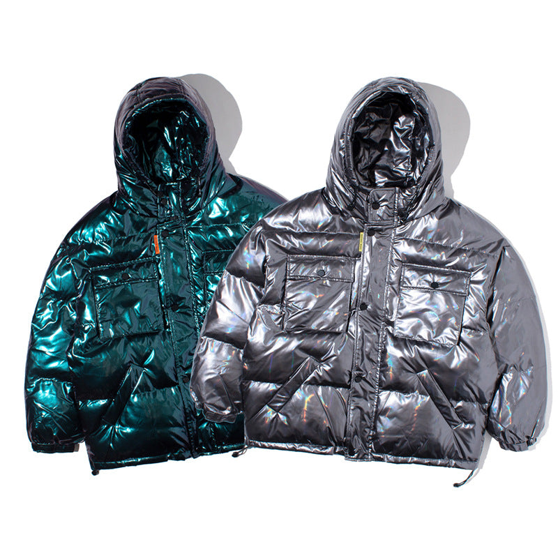 Bread clothing thickened solid color reflective tooling jacket.