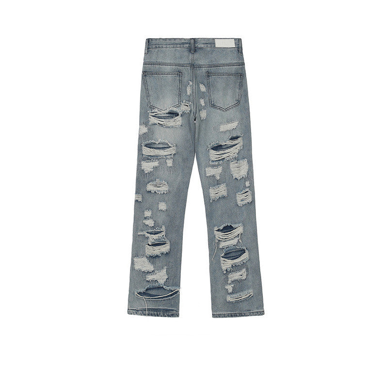 Men's And Women's Straight-leg Blue Street Fashion Jeans