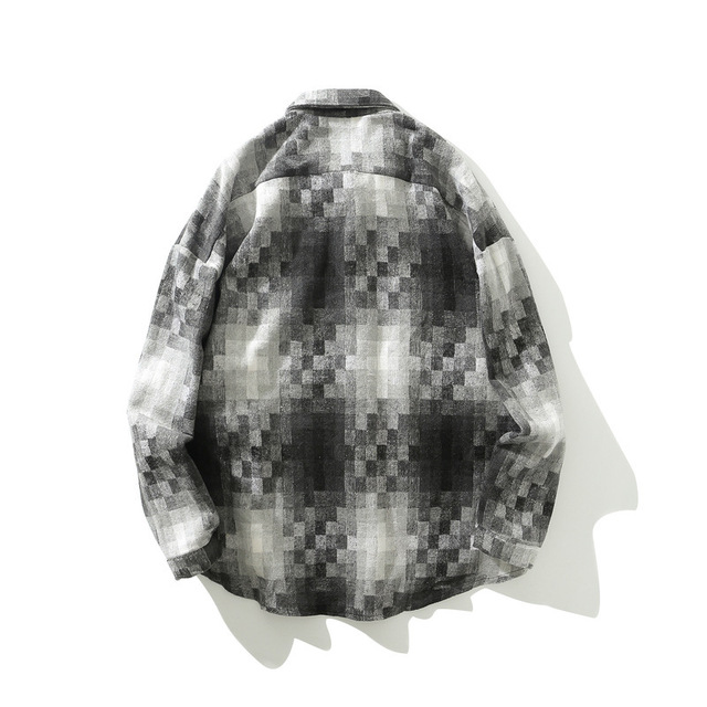 Black and White Grey Plaid Long Sleeve Shirt