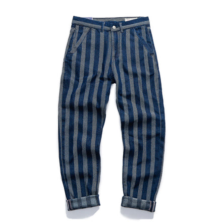 Men's Casual Vintage Jacquard Striped Jeans