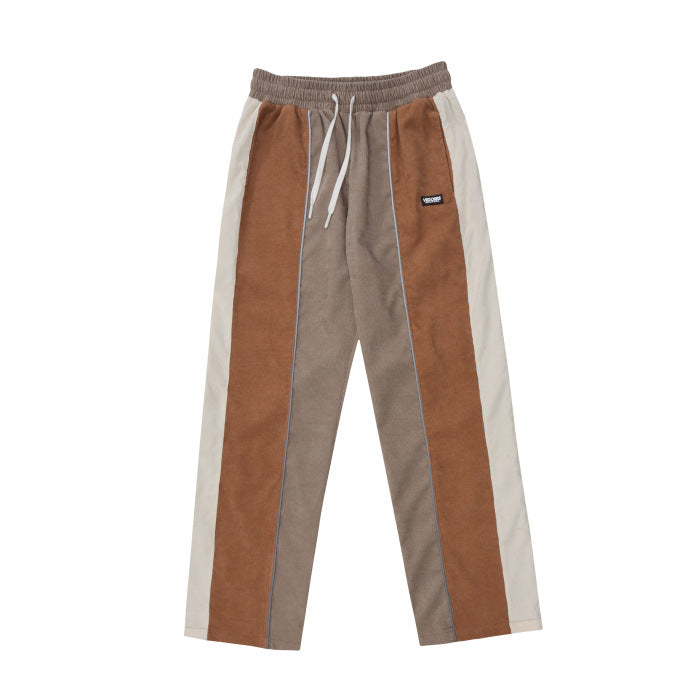 Retro Colorblock Straight Sports Trousers