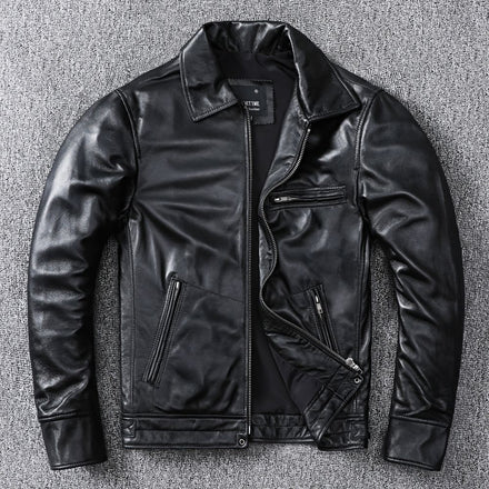 Top Layer Fine Sheepskin Genuine Leather Men's Casual Jacket