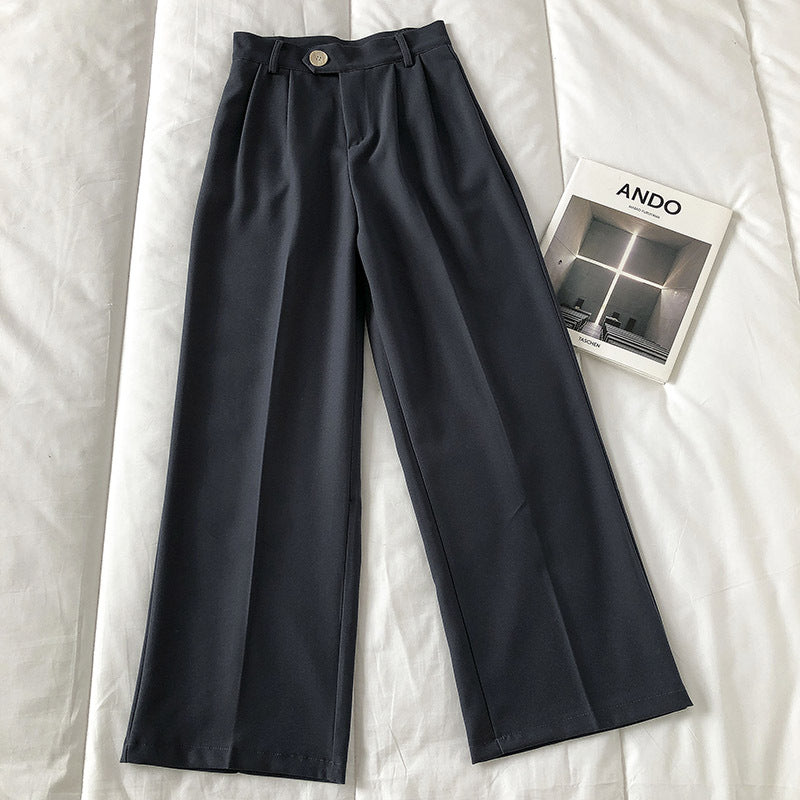 Show Figure Casual High-waist Suit Straight Trousers