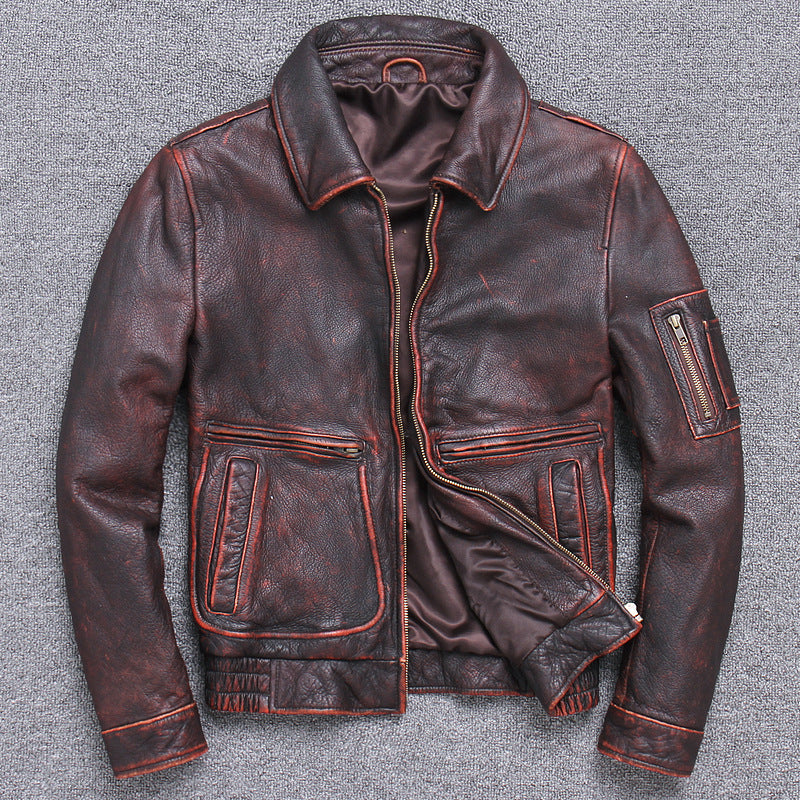 Thick leather Casual Make old leather jacket.