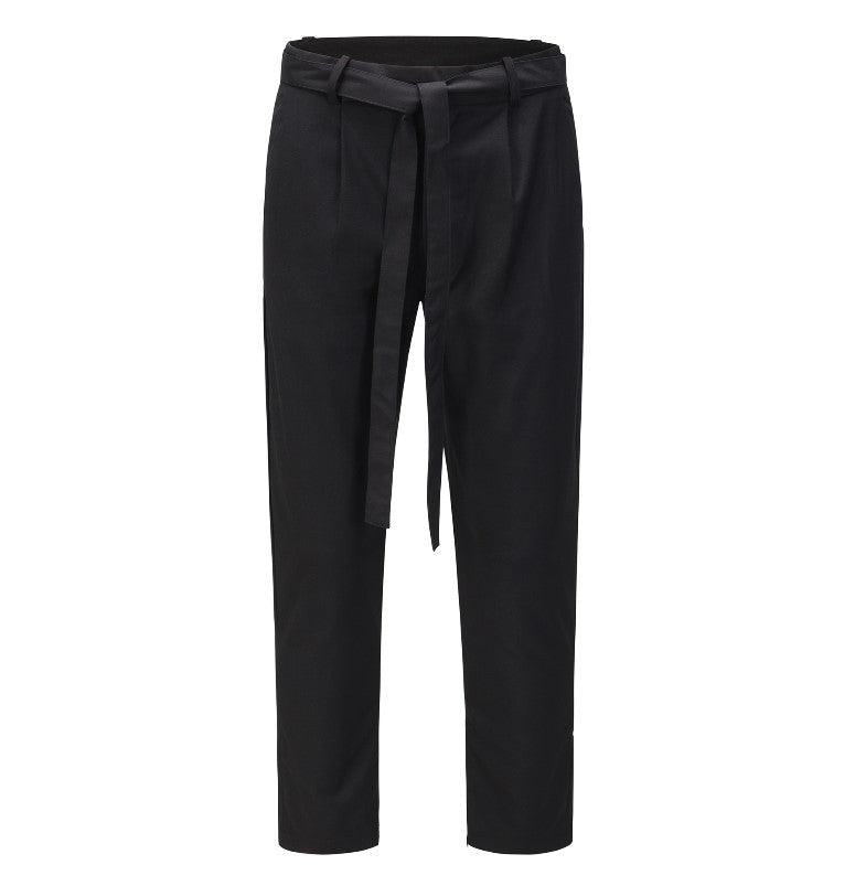 Loose Straight Tube Side Zipper Ribbon Pants For Men