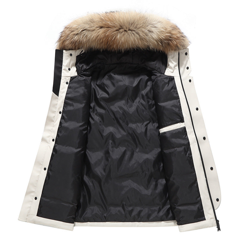 Men's Hooded Down Jacket Thick Warm Coat Fur Collar