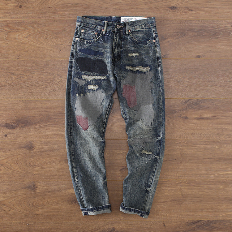 Street patch men's jeans trousers