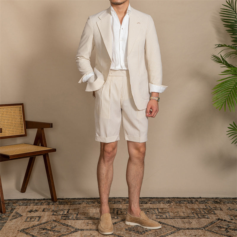 Retro Breathable And Light Seersucker Suit