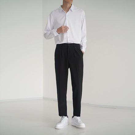 Mens Loose-fitting Casual Straight Nine-quarter Pants