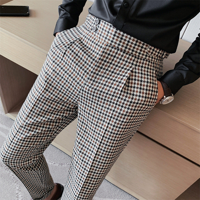 Small Plaid Casual Casual Trousers Men's Naples