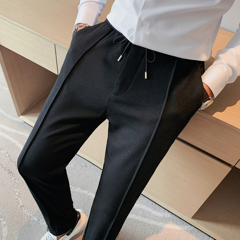 Casual All Match Elastic Waist Solid Color Small Feet Drawstring Sweatpants