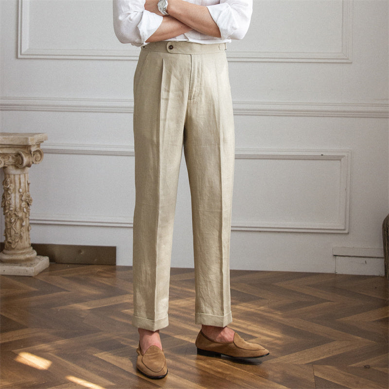 Men's Light And Breathable Linen High Waist Trousers