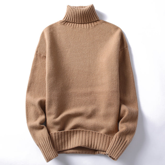 Men's Turtleneck Sweaters And Pullovers Winter Casual Solid Color