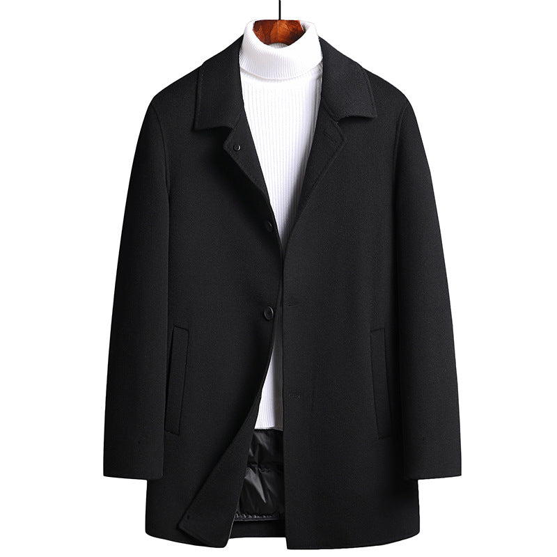 Thickened double-sided woolen coat with down liner