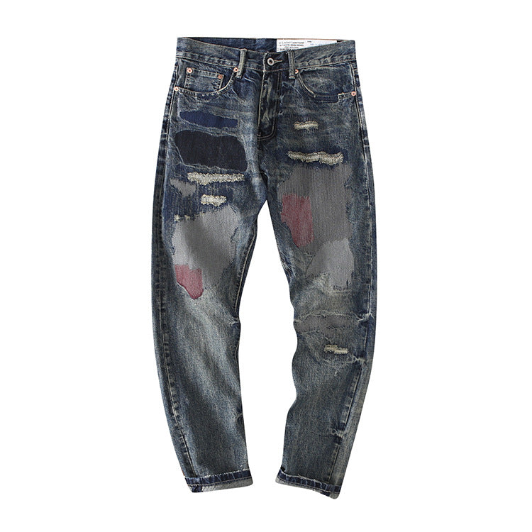 Street patch men's jeans trousers