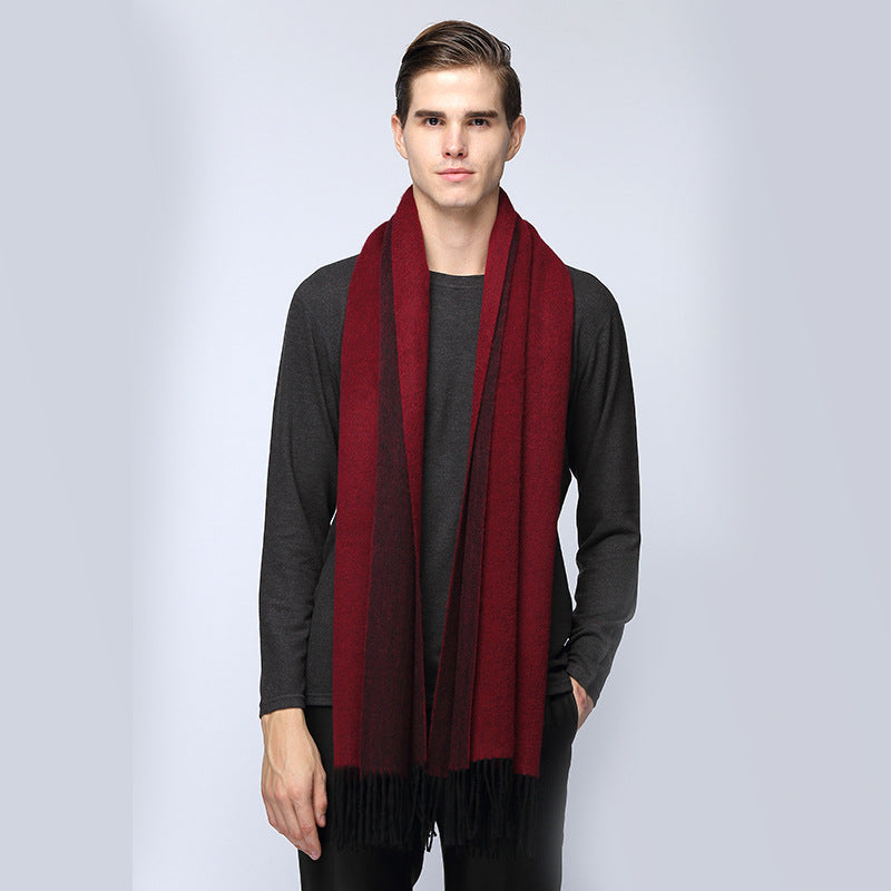 Men's cashmere scarf virgin woollen popular wild solid color warm thick scarf monochrome shawl