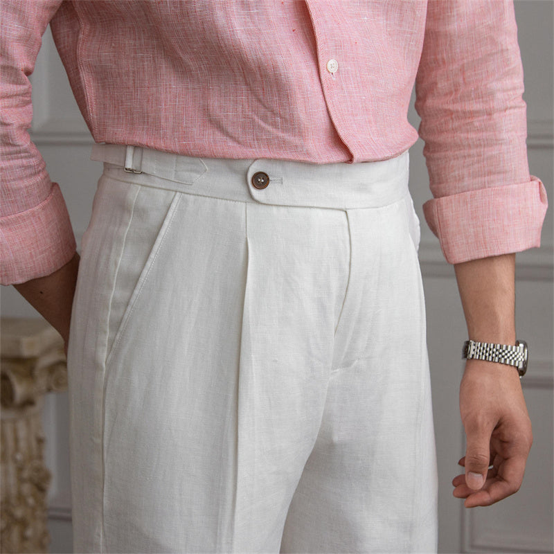 Men's Light And Breathable Linen High Waist Trousers