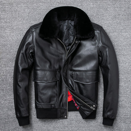 Pure First Layer Cowhide Leather Plus Cotton Flight Suit