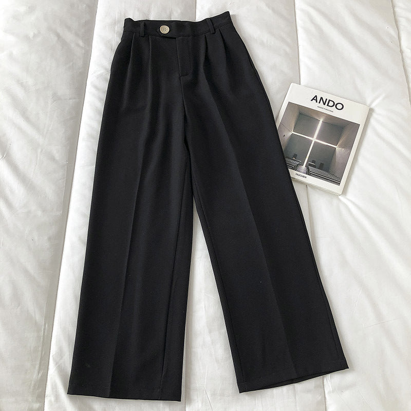 Show Figure Casual High-waist Suit Straight Trousers