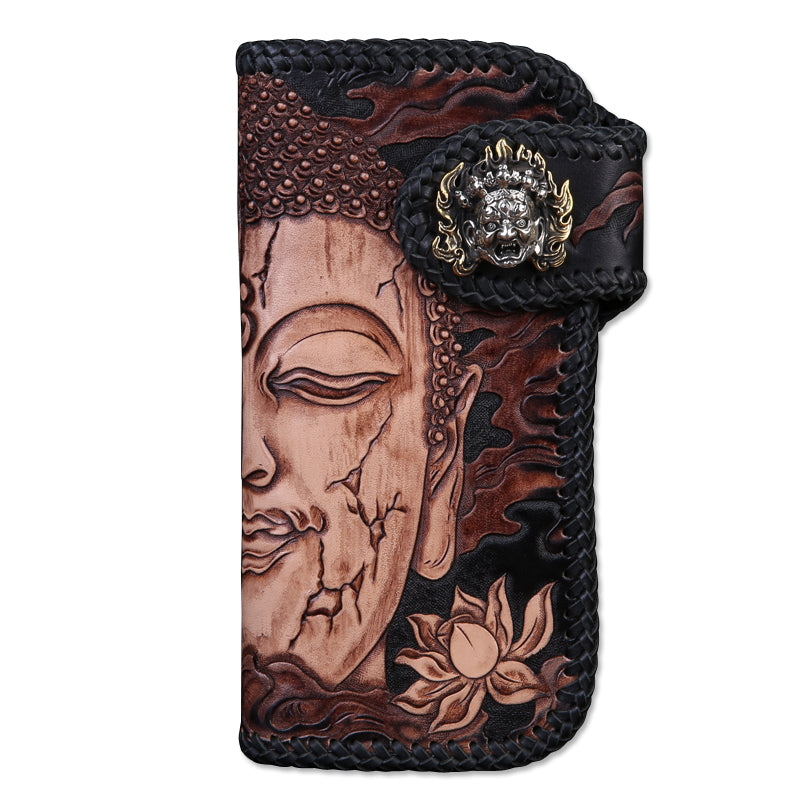 Men's Top Layer Cow Leather Carving Wallet