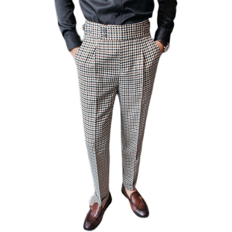 Small Plaid Casual Casual Trousers Men's Naples