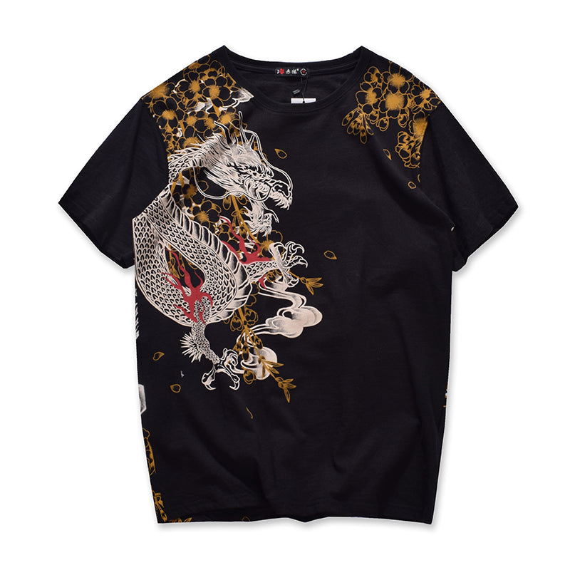 Dragon tiger embroidery short sleeve