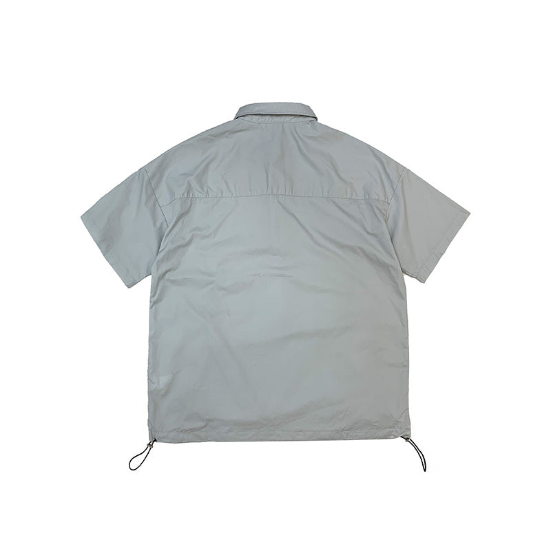 Retro drawstring reflective cursor short sleeve